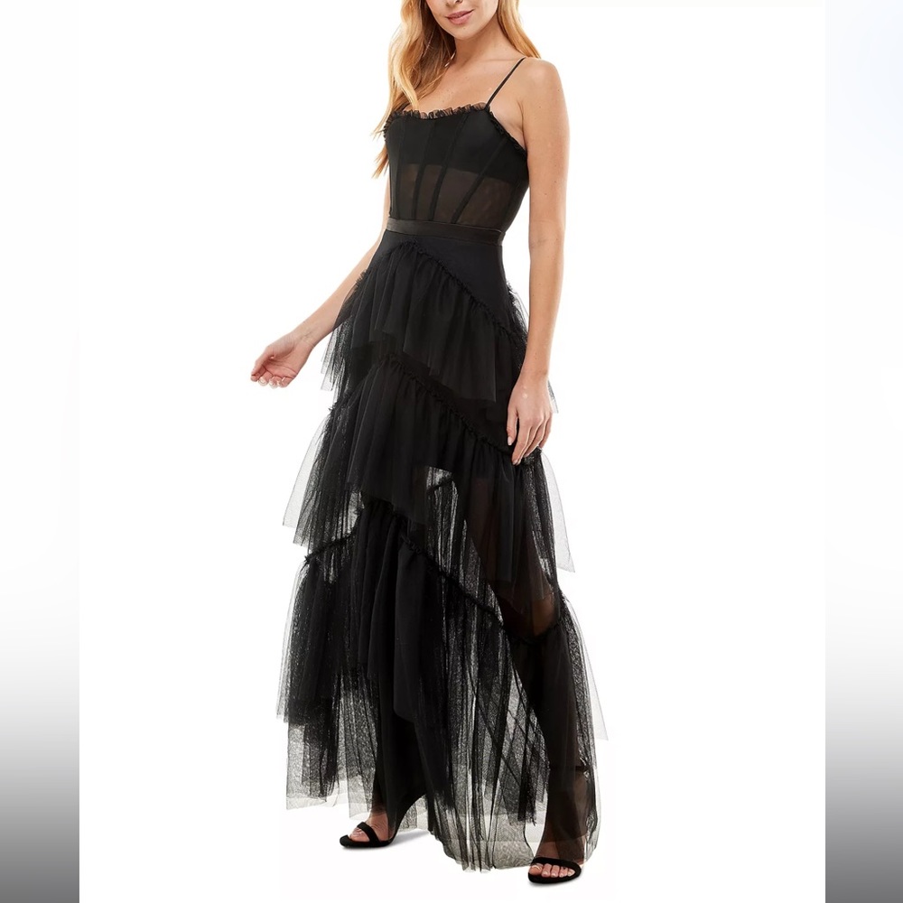 🖤 Corset Mesh Black Prom Dress 🖤